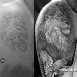 Татуировка льва цветная